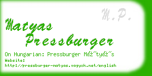 matyas pressburger business card